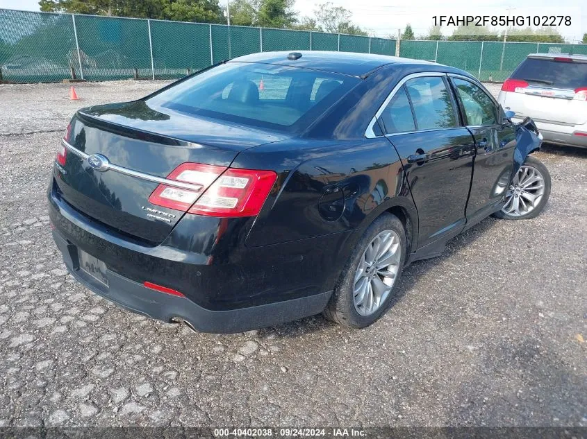 2017 Ford Taurus Limited VIN: 1FAHP2F85HG102278 Lot: 40402038