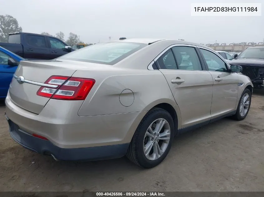 2017 Ford Taurus Se VIN: 1FAHP2D83HG111984 Lot: 40426586