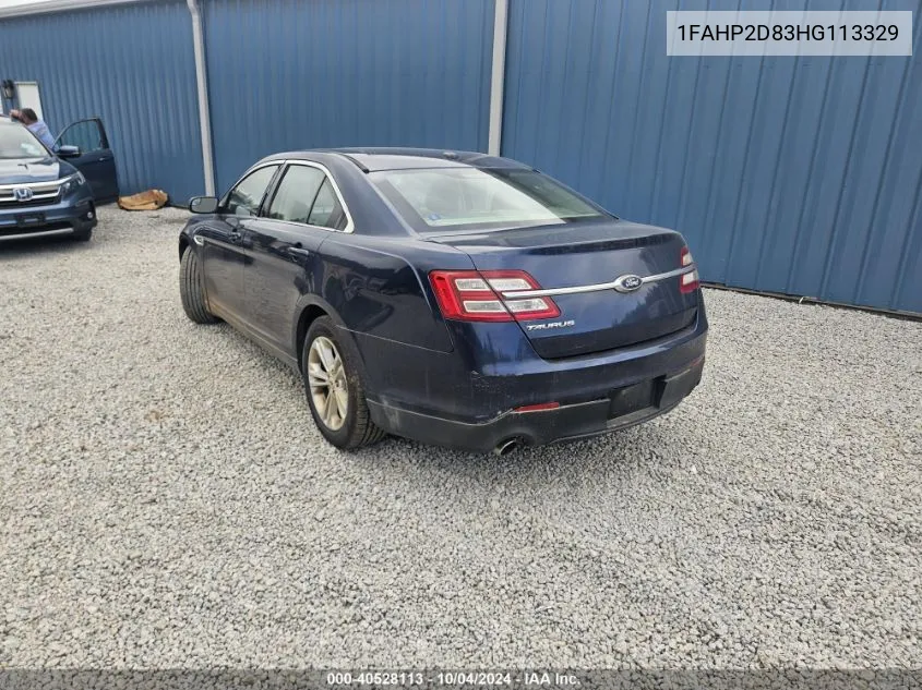 2017 Ford Taurus Se VIN: 1FAHP2D83HG113329 Lot: 40528113