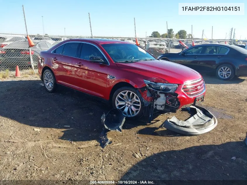 2017 Ford Taurus Limited VIN: 1FAHP2F82HG104151 Lot: 40605984