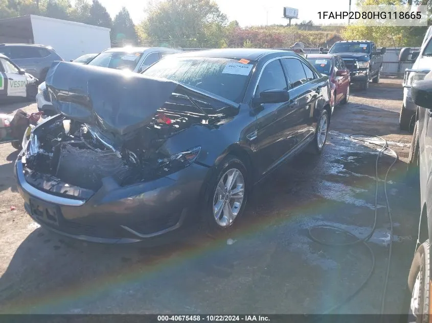 2017 Ford Taurus Se VIN: 1FAHP2D80HG118665 Lot: 40675458