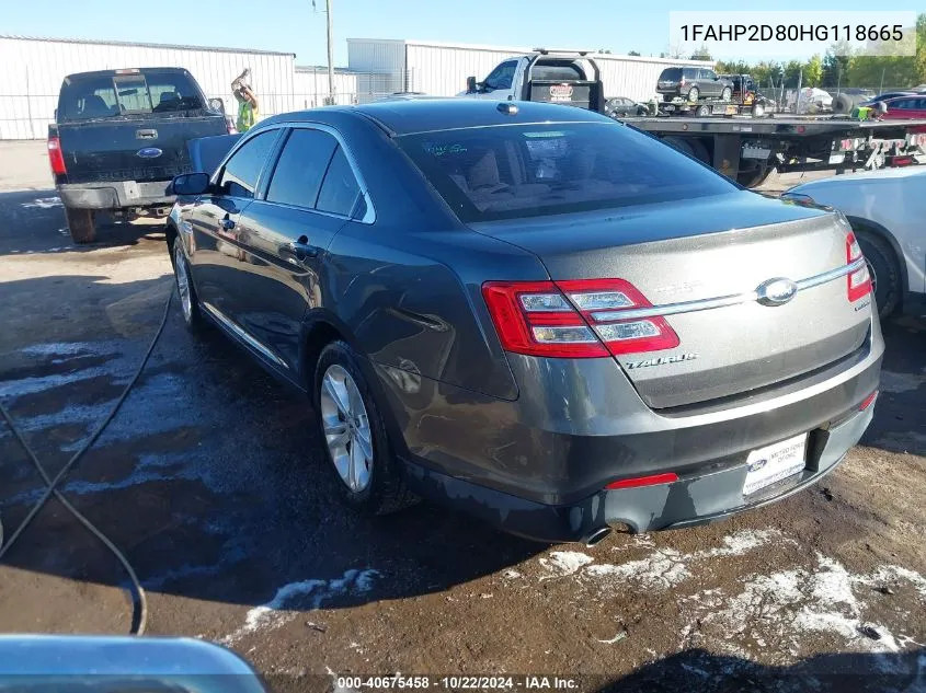 2017 Ford Taurus Se VIN: 1FAHP2D80HG118665 Lot: 40675458