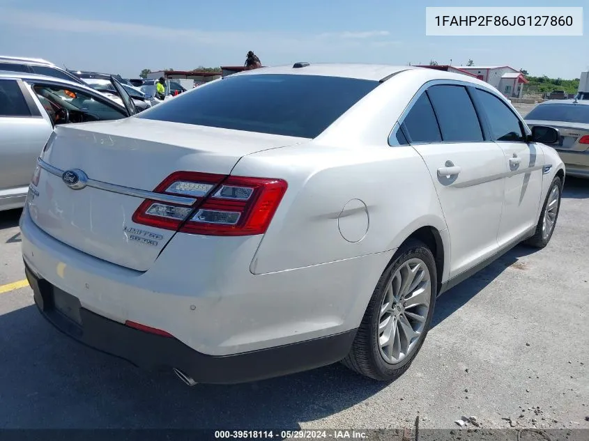 2018 Ford Taurus Limited VIN: 1FAHP2F86JG127860 Lot: 39518114