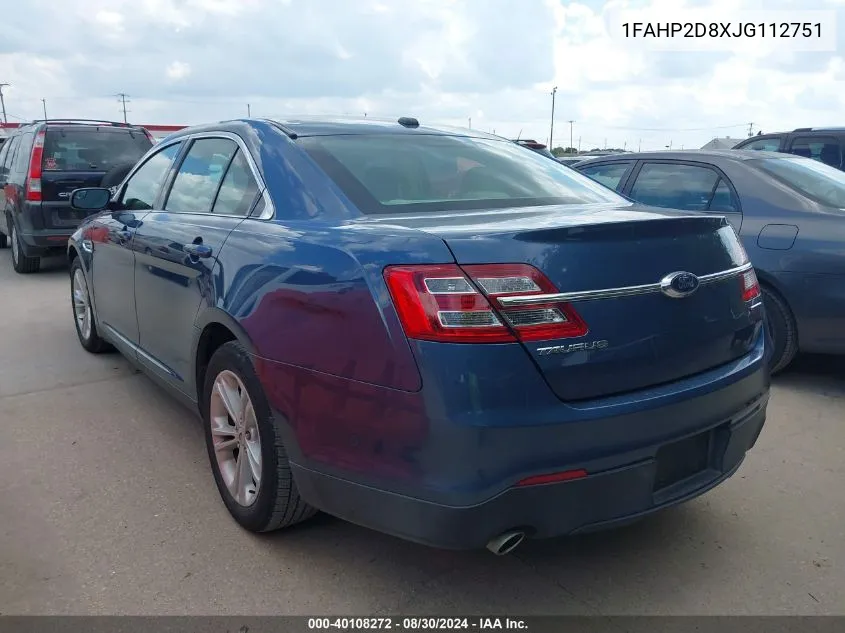 2018 Ford Taurus Se VIN: 1FAHP2D8XJG112751 Lot: 40108272