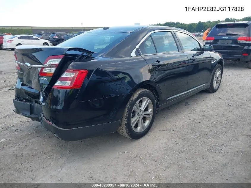 2018 Ford Taurus Sel VIN: 1FAHP2E82JG117828 Lot: 40209957