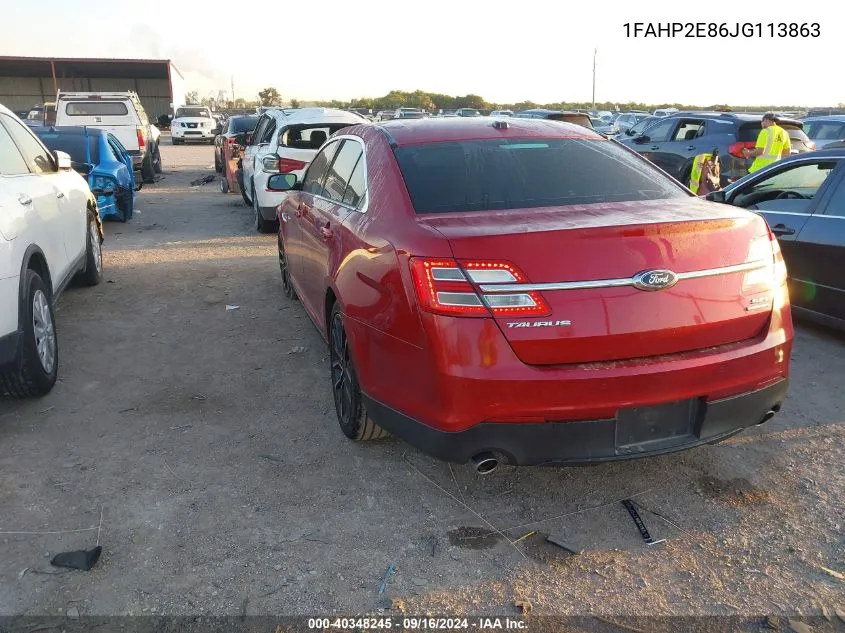 2018 Ford Taurus Sel VIN: 1FAHP2E86JG113863 Lot: 40348245