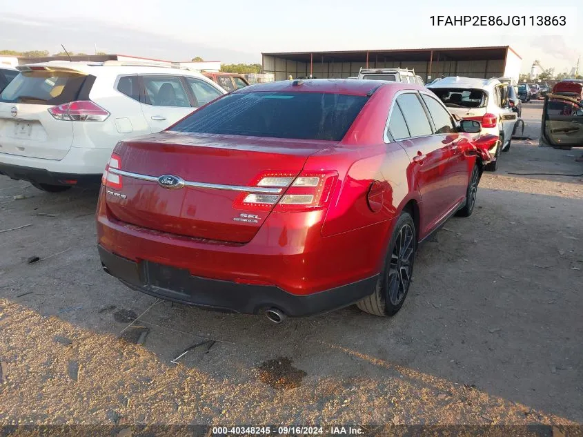 2018 Ford Taurus Sel VIN: 1FAHP2E86JG113863 Lot: 40348245