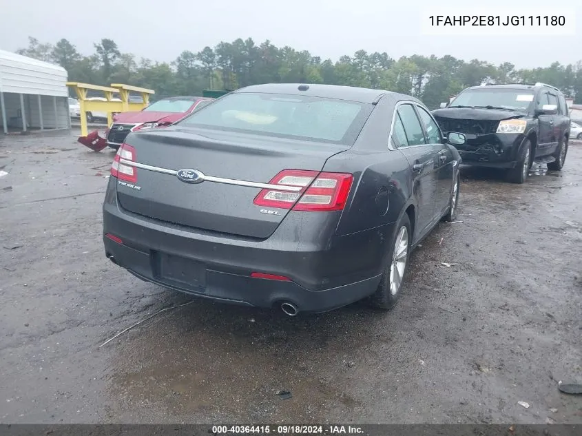 1FAHP2E81JG111180 2018 Ford Taurus Sel