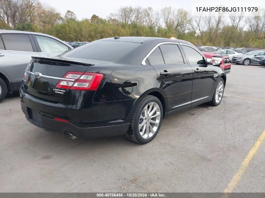 2018 Ford Taurus Limited VIN: 1FAHP2F86JG111979 Lot: 40706455