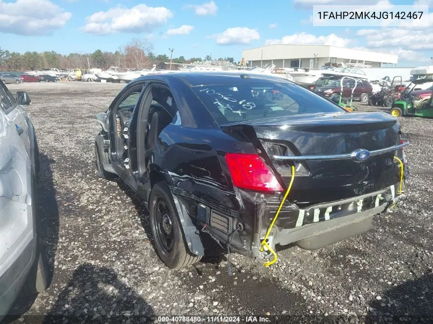 2018 Ford Taurus Police Interceptor VIN: 1FAHP2MK4JG142467 Lot: 40788480