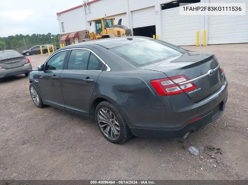 2019 Ford Taurus Limited VIN: 1FAHP2F83KG111536 Lot: 40096464