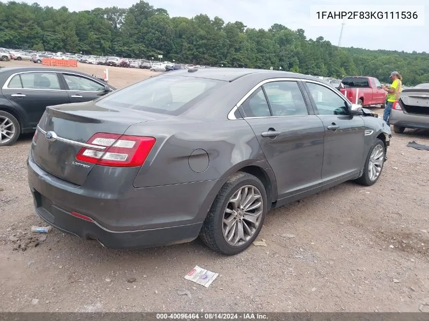 2019 Ford Taurus Limited VIN: 1FAHP2F83KG111536 Lot: 40096464