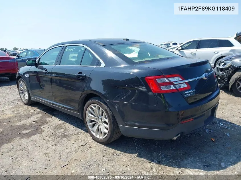 2019 Ford Taurus Limited VIN: 1FAHP2F89KG118409 Lot: 40302875