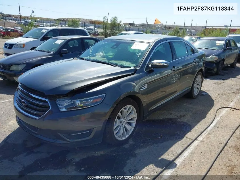 2019 Ford Taurus Limited VIN: 1FAHP2F87KG118344 Lot: 40435088