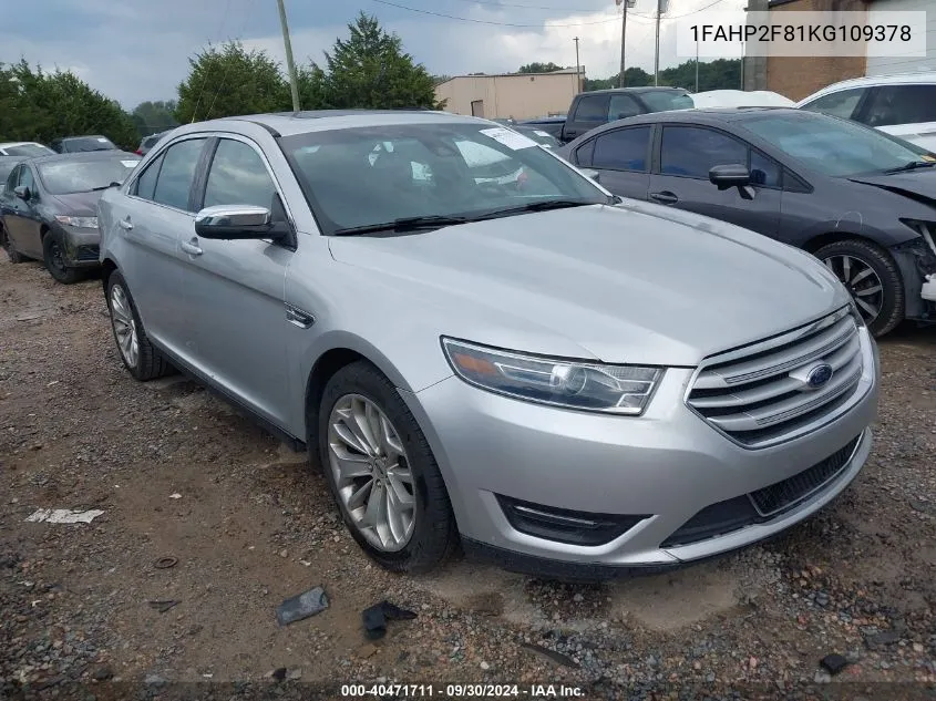 2019 Ford Taurus Limited VIN: 1FAHP2F81KG109378 Lot: 40471711