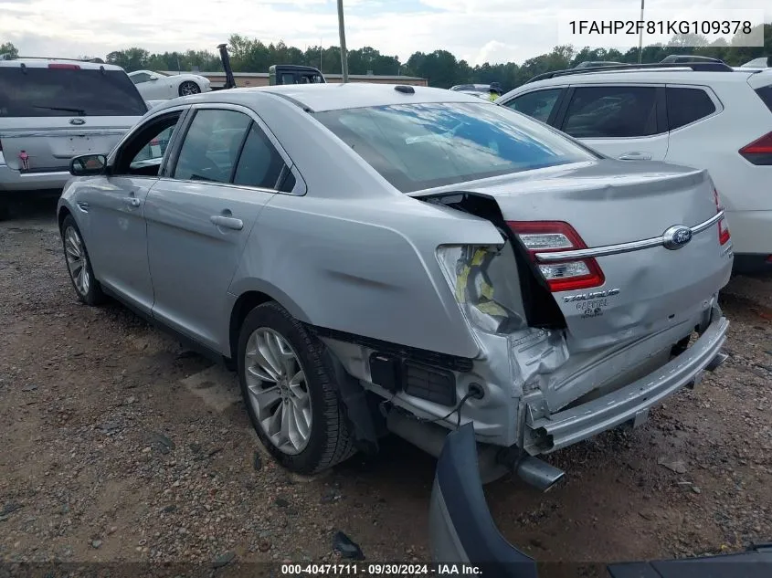 2019 Ford Taurus Limited VIN: 1FAHP2F81KG109378 Lot: 40471711