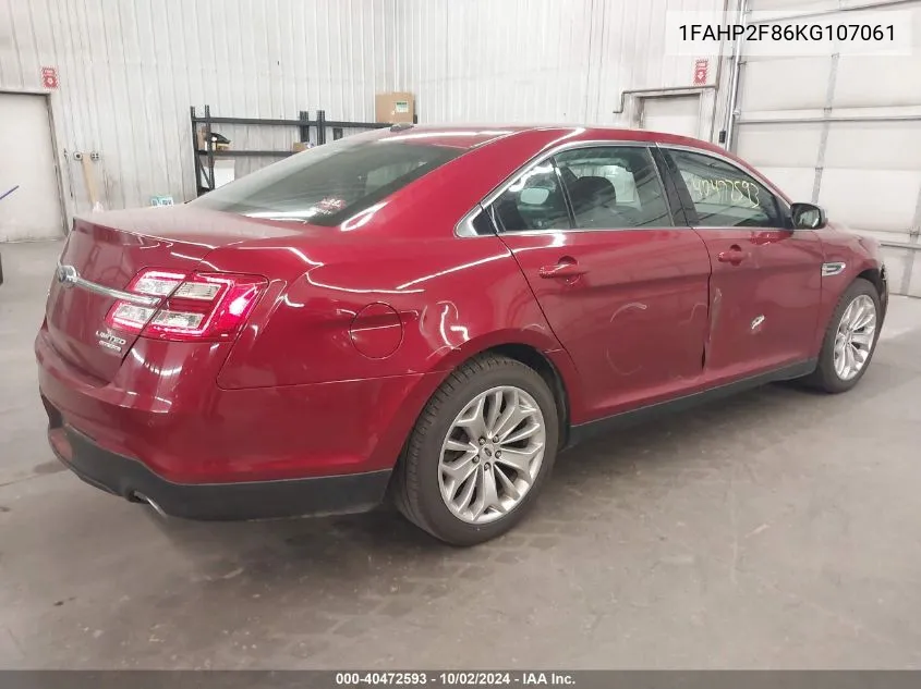 2019 Ford Taurus Limited VIN: 1FAHP2F86KG107061 Lot: 40472593