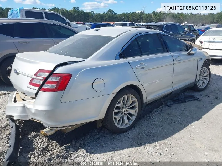 2019 Ford Taurus Limited VIN: 1FAHP2F88KG118126 Lot: 40602838