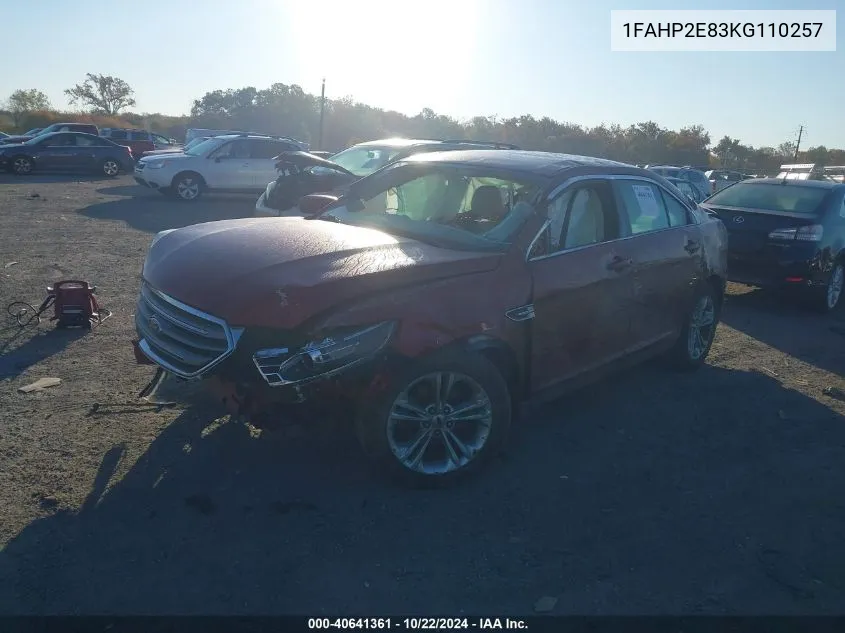 2019 Ford Taurus Sel VIN: 1FAHP2E83KG110257 Lot: 40641361