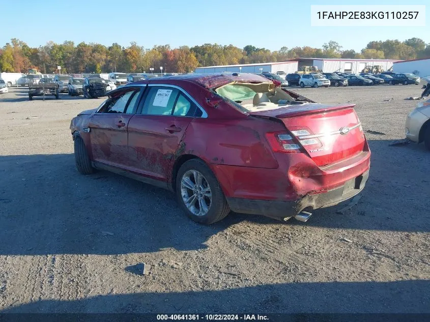 2019 Ford Taurus Sel VIN: 1FAHP2E83KG110257 Lot: 40641361