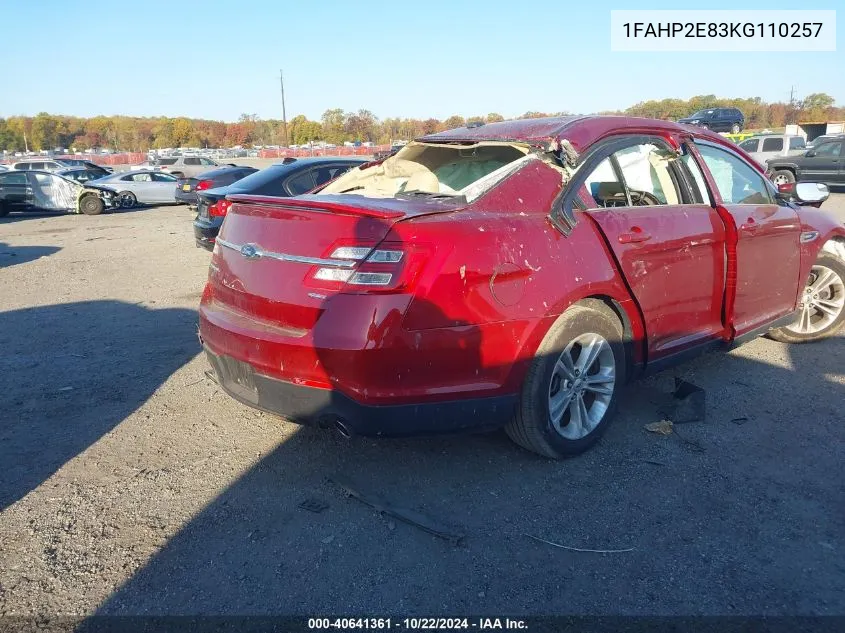 2019 Ford Taurus Sel VIN: 1FAHP2E83KG110257 Lot: 40641361