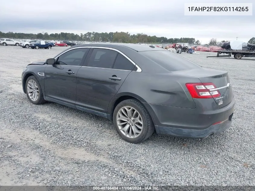 2019 Ford Taurus Limited VIN: 1FAHP2F82KG114265 Lot: 40756404