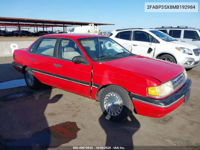 1991 Ford Tempo L VIN: 2FABP35X8MB192984 Lot: 40670830