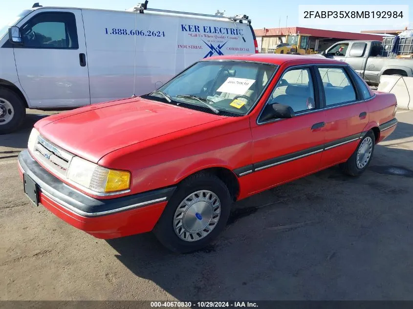 1991 Ford Tempo L VIN: 2FABP35X8MB192984 Lot: 40670830