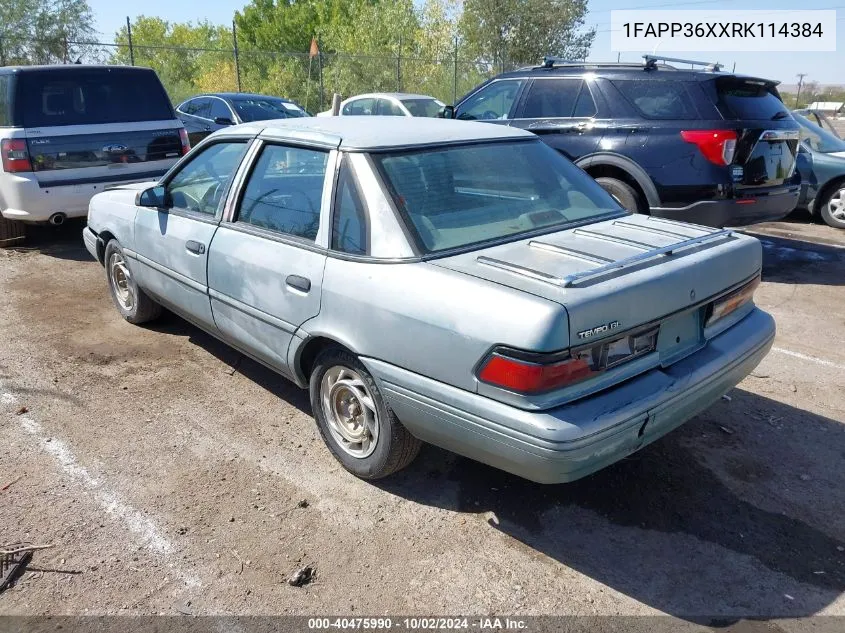 1994 Ford Tempo Gl VIN: 1FAPP36XXRK114384 Lot: 40475990