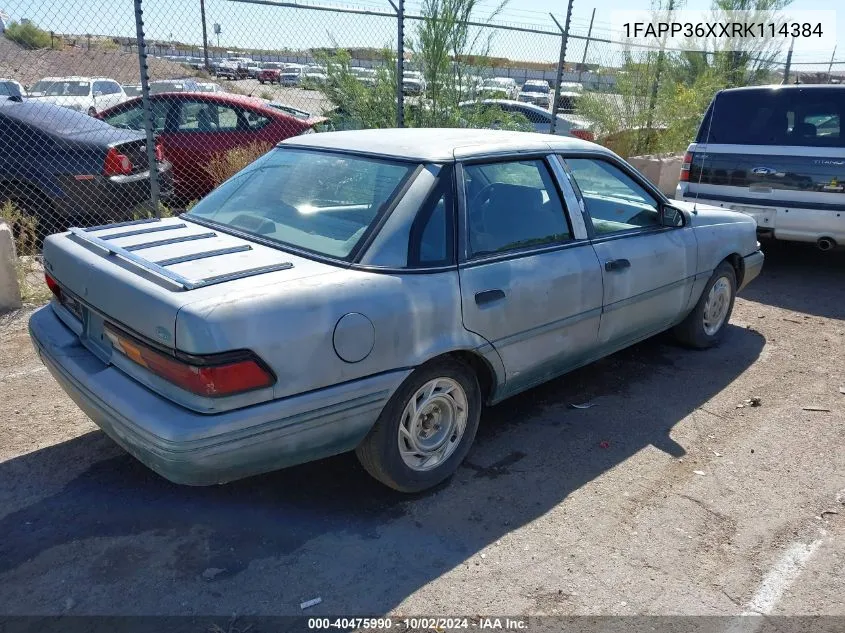 1994 Ford Tempo Gl VIN: 1FAPP36XXRK114384 Lot: 40475990