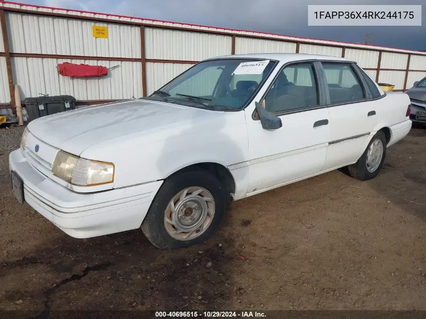 1994 Ford Tempo Gl VIN: 1FAPP36X4RK244175 Lot: 40696515