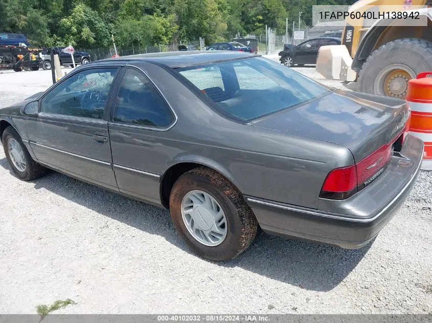 1990 Ford Thunderbird VIN: 1FAPP6040LH138942 Lot: 40102032