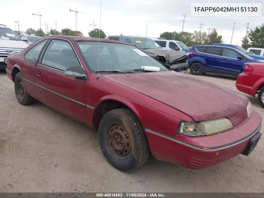 1991 Ford Thunderbird VIN: 1FAPP6042MH151130 Lot: 40816652