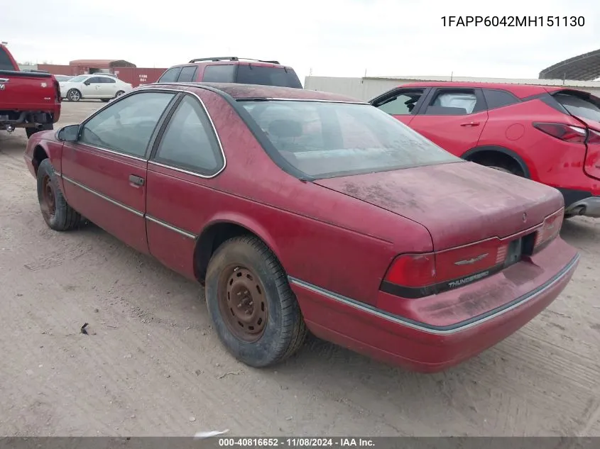 1991 Ford Thunderbird VIN: 1FAPP6042MH151130 Lot: 40816652