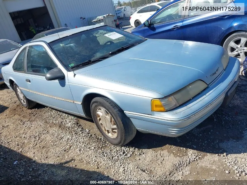 1992 Ford Thunderbird VIN: 1FAPP6043NH175289 Lot: 40697987