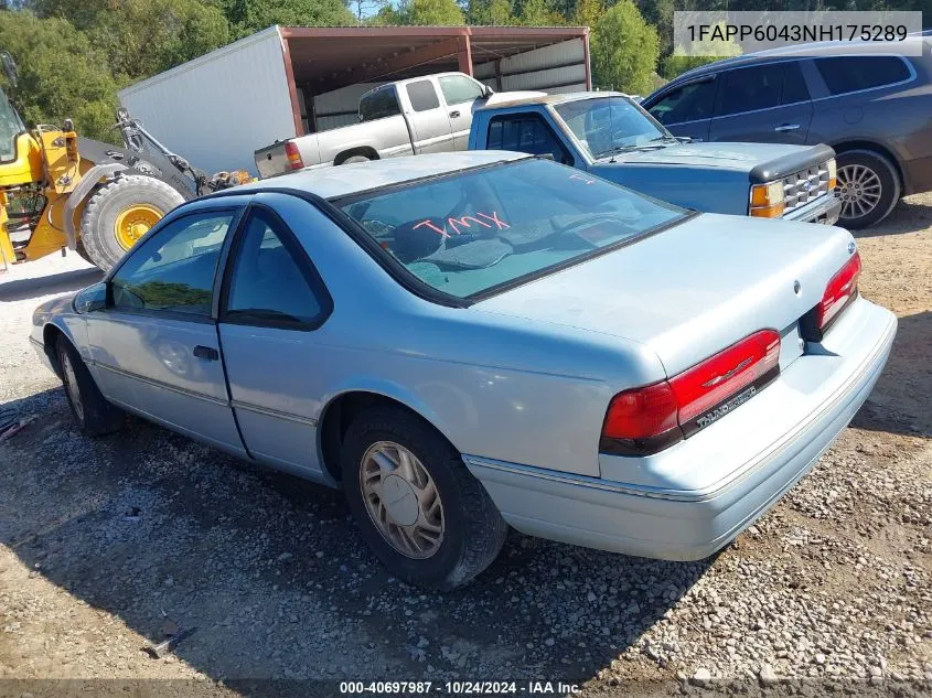 1992 Ford Thunderbird VIN: 1FAPP6043NH175289 Lot: 40697987