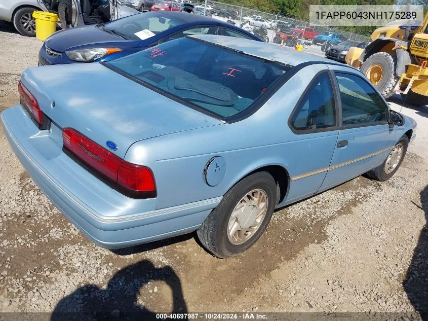 1992 Ford Thunderbird VIN: 1FAPP6043NH175289 Lot: 40697987