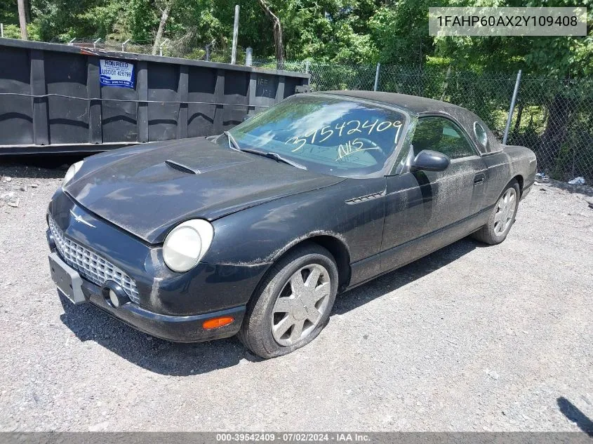 2002 Ford Thunderbird VIN: 1FAHP60AX2Y109408 Lot: 39542409