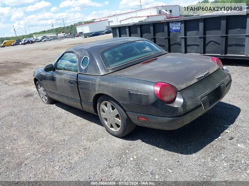 2002 Ford Thunderbird VIN: 1FAHP60AX2Y109408 Lot: 39542409