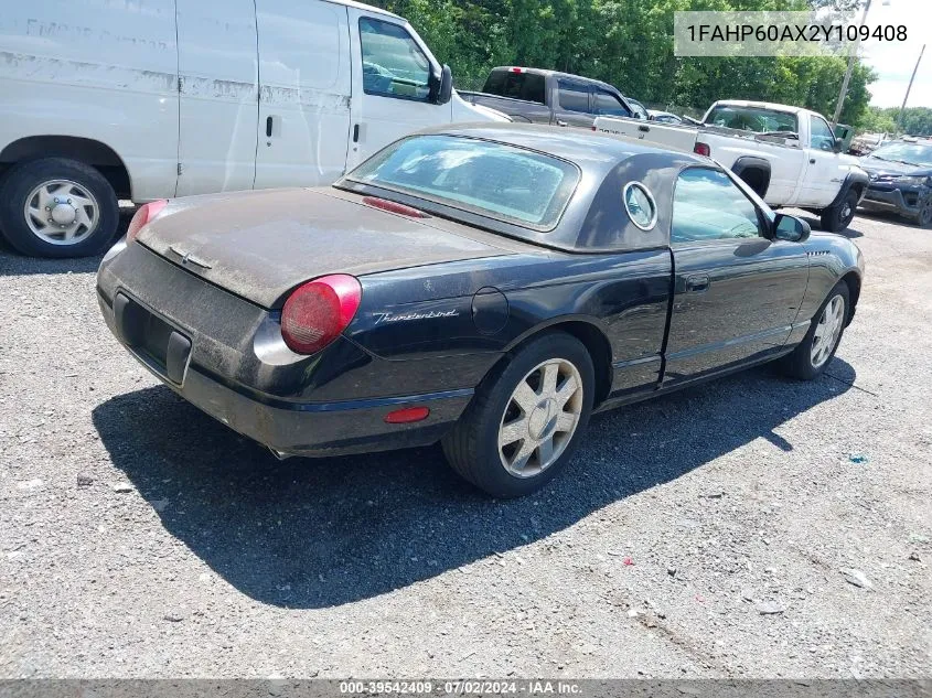 2002 Ford Thunderbird VIN: 1FAHP60AX2Y109408 Lot: 39542409