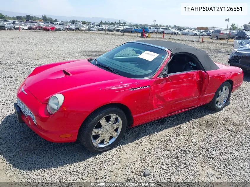 2002 Ford Thunderbird VIN: 1FAHP60A12Y126551 Lot: 40030663