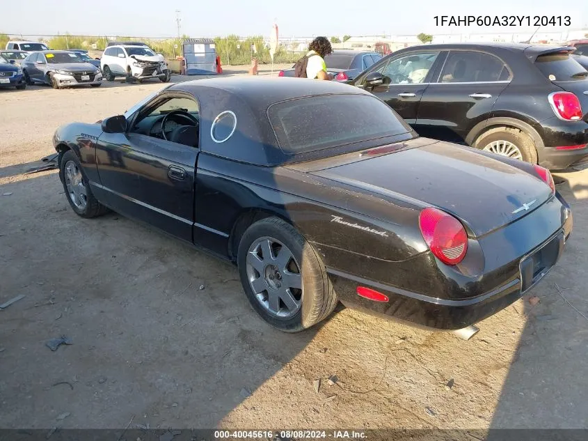 2002 Ford Thunderbird VIN: 1FAHP60A32Y120413 Lot: 40045616