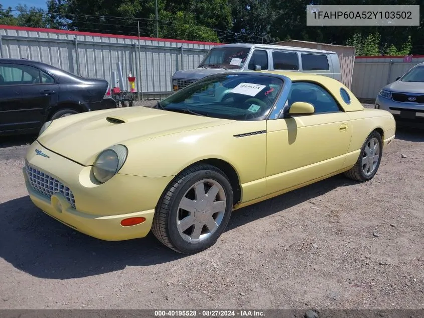 2002 Ford Thunderbird VIN: 1FAHP60A52Y103502 Lot: 40195528