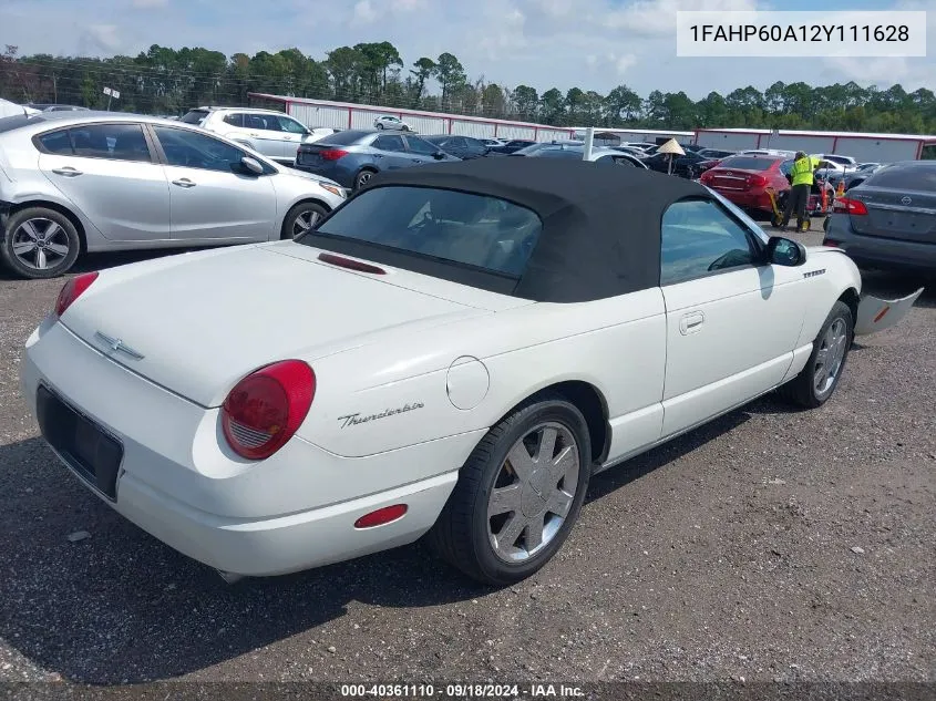 2002 Ford Thunderbird VIN: 1FAHP60A12Y111628 Lot: 40361110