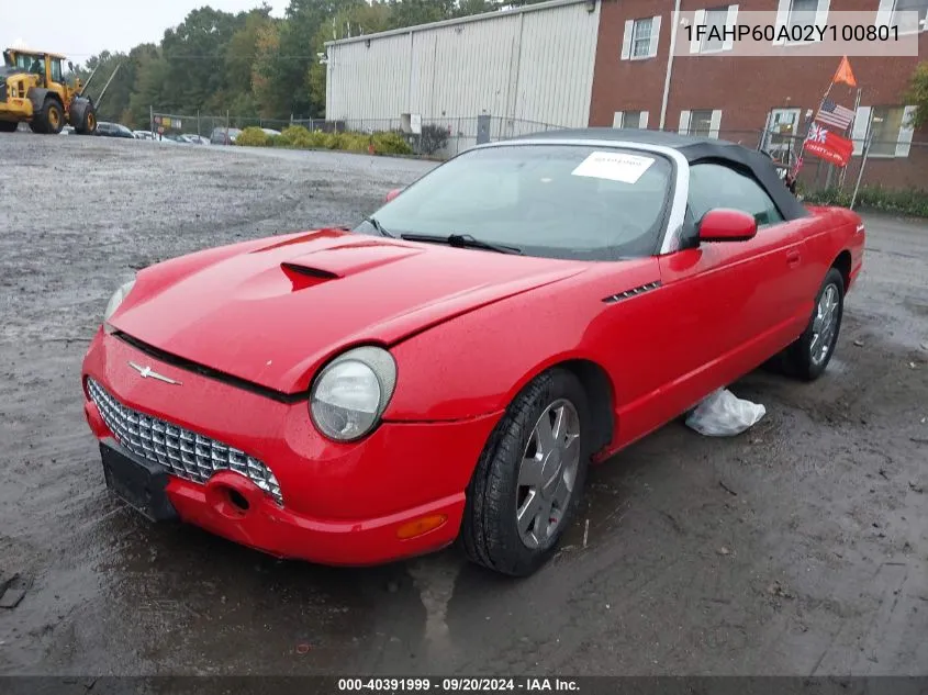 2002 Ford Thunderbird VIN: 1FAHP60A02Y100801 Lot: 40391999