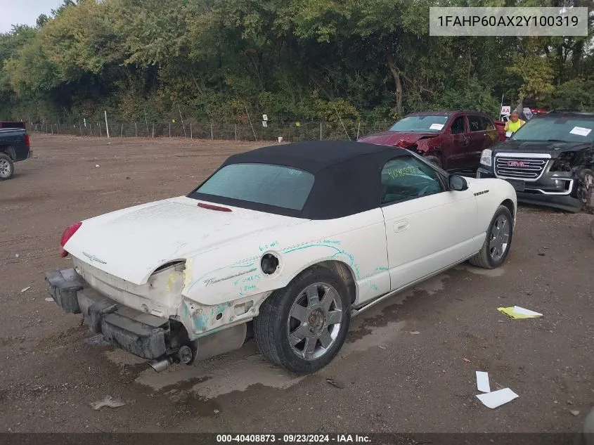 2002 Ford Thunderbird VIN: 1FAHP60AX2Y100319 Lot: 40408873