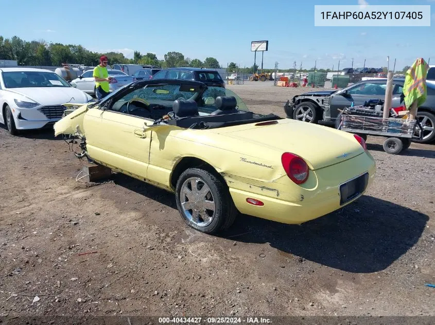 2002 Ford Thunderbird VIN: 1FAHP60A52Y107405 Lot: 40434427