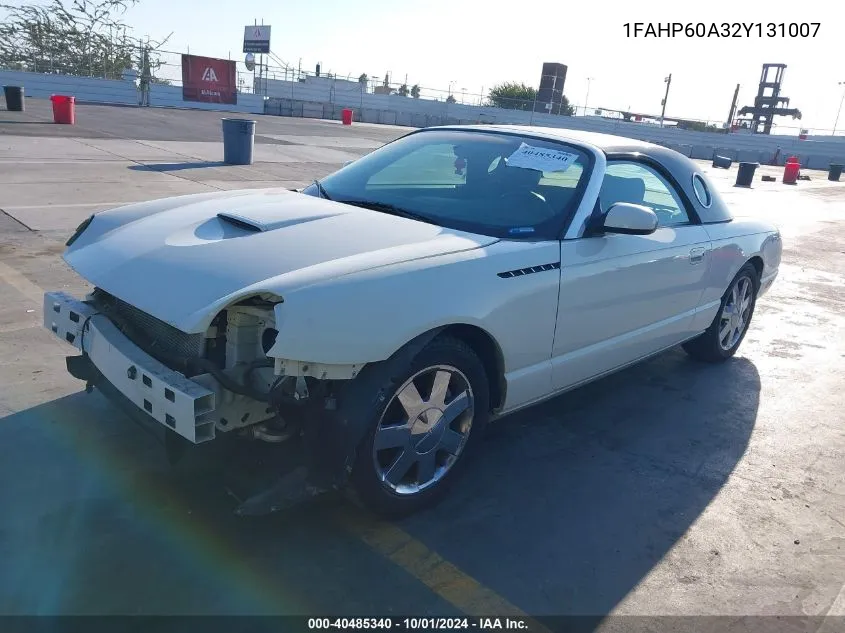 2002 Ford Thunderbird VIN: 1FAHP60A32Y131007 Lot: 40485340