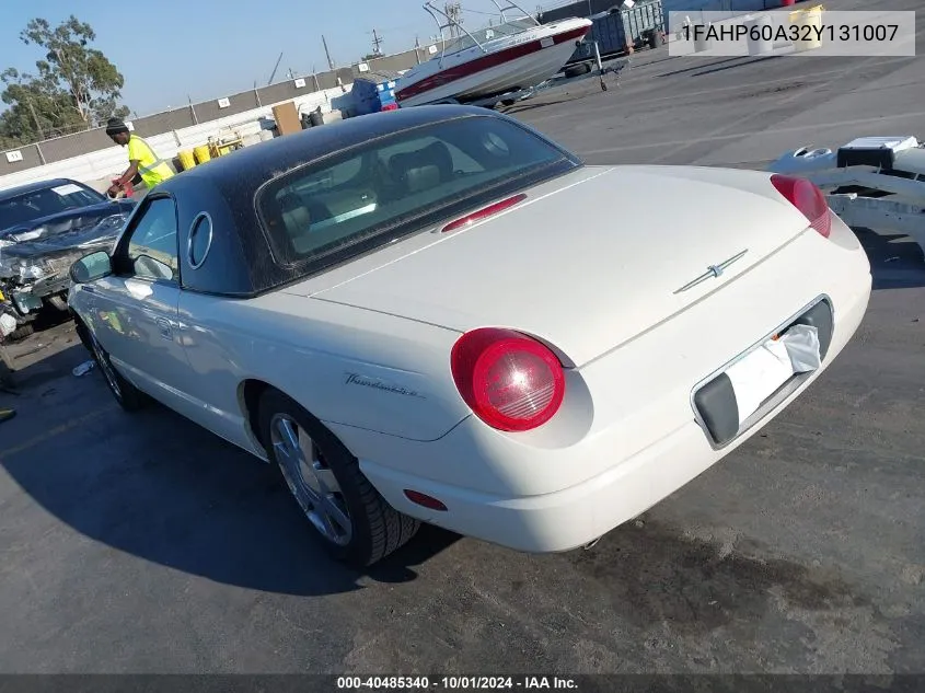 2002 Ford Thunderbird VIN: 1FAHP60A32Y131007 Lot: 40485340