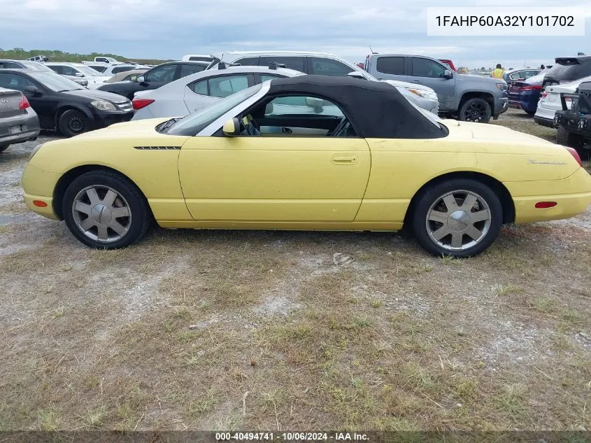 2002 Ford Thunderbird Premium VIN: 1FAHP60A32Y101702 Lot: 40494741